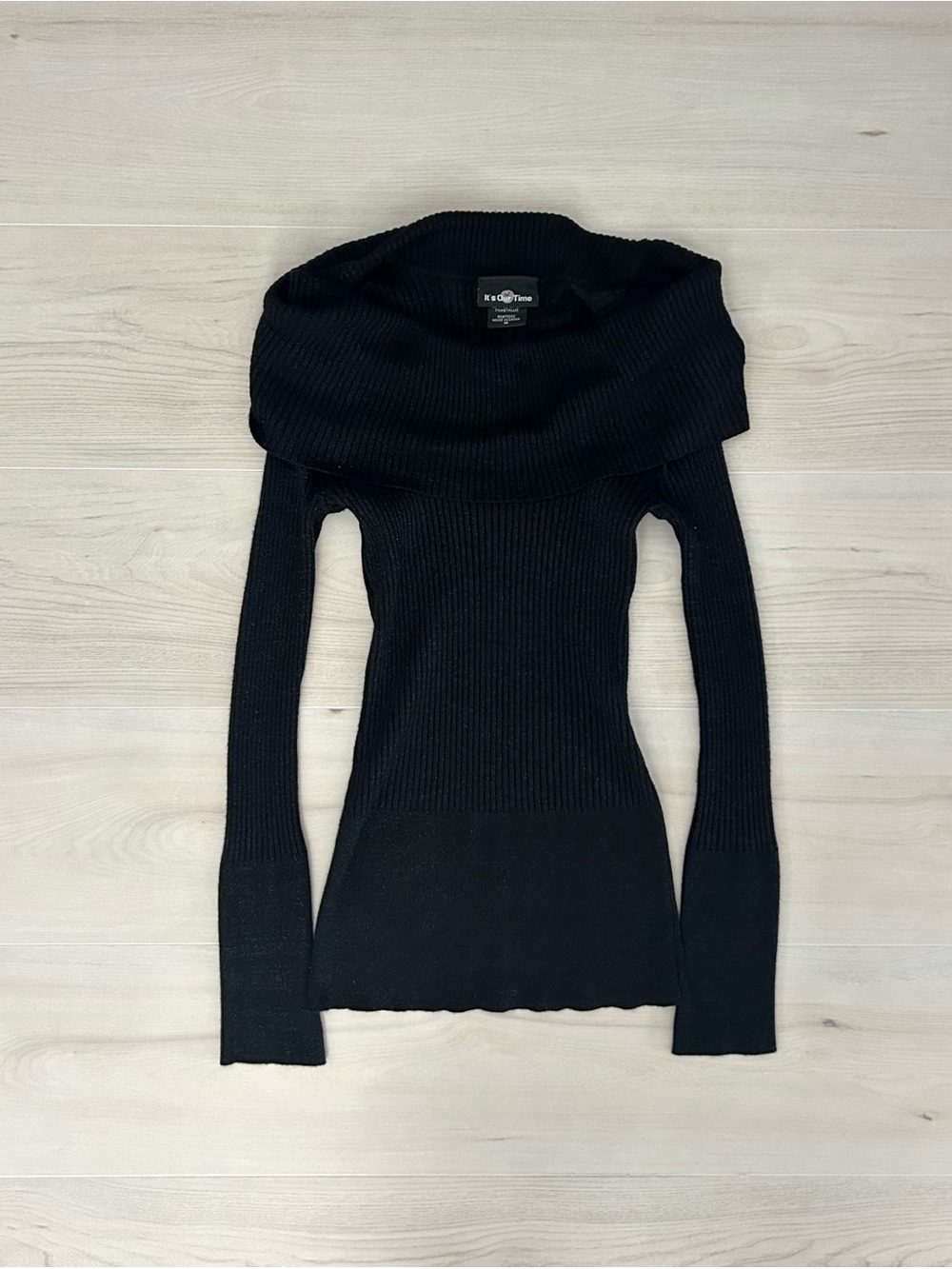 it’s our time black sparkly off the shoulder sweater